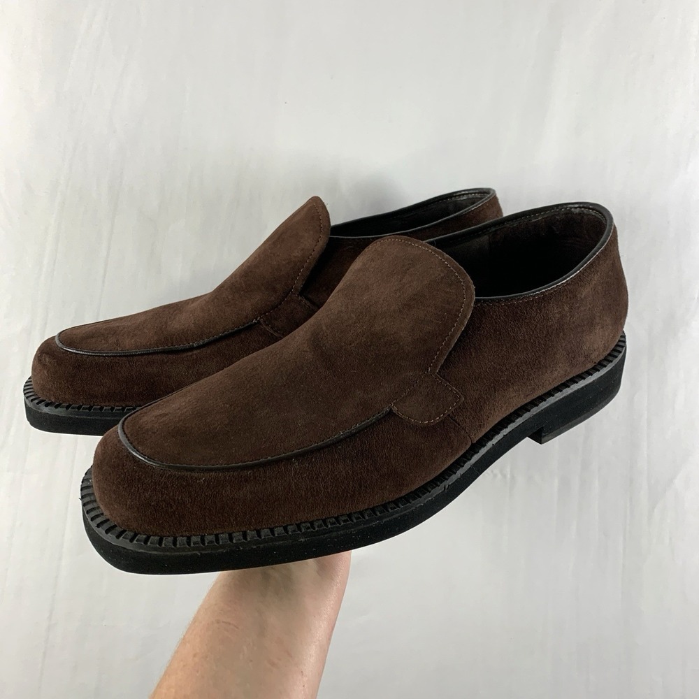 Hush Puppies Suede Slip On Loafers US 12 Brown Old Money Academia Y2K Preppy